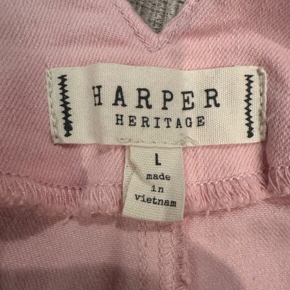 Pink Button-Front Frayed Hem Mini Skirt Harper Heritage By Francescas Size L - Picture 5 of 7